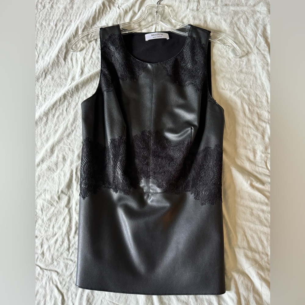 Bailey 44 Leather and Lace top